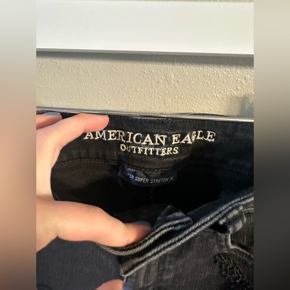 🚫sold🚫American Eagle Black Lace Denim Shorts Hi Rise Shortie - Picture 2 of 5